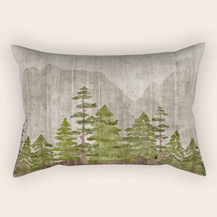 Mountain Range Woodland Forest Rectangular Pillow Gallery Image 2