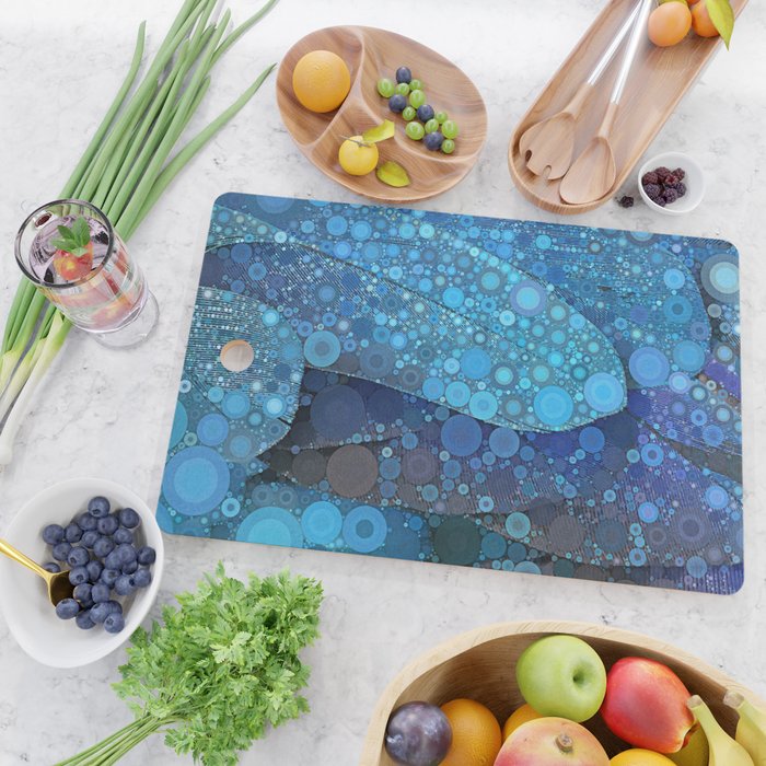Blue Feathers Cutting Board Gallery Image 2