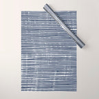 Abstract Stripes Pattern, Indigo, Navy Blue Wrapping Paper Gallery Image 1