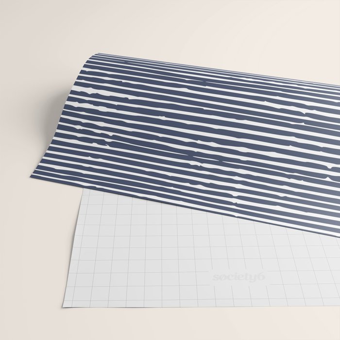 Abstract Stripes Pattern, Indigo, Navy Blue Wrapping Paper Gallery Image 2