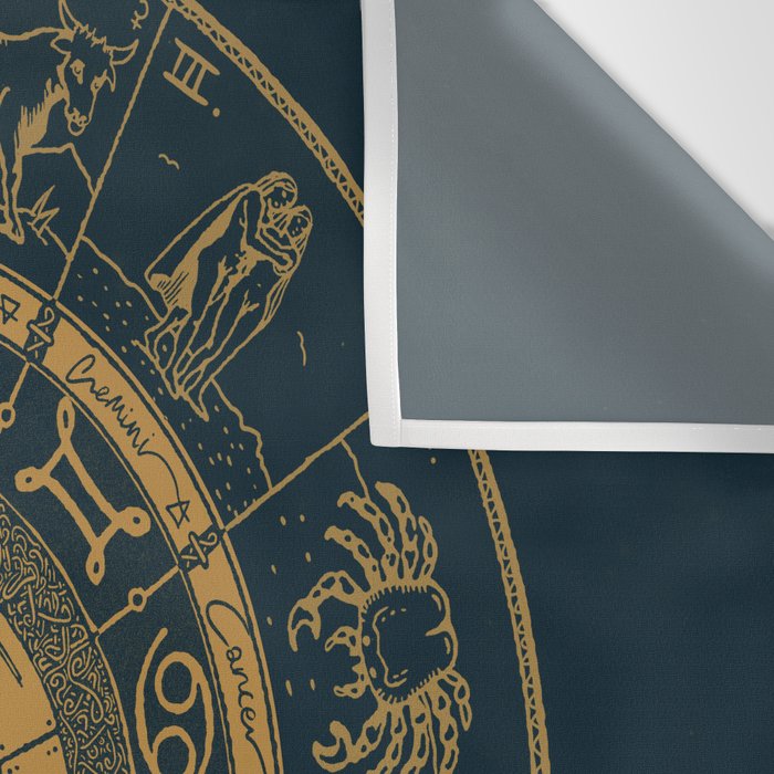 Vintage Zodiac & Astrology Chart | Royal Blue & Gold Wall Tapestry Gallery Image 3