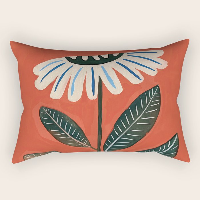 Folk Daisy Botanical Art Rectangular Pillow Gallery Image 1
