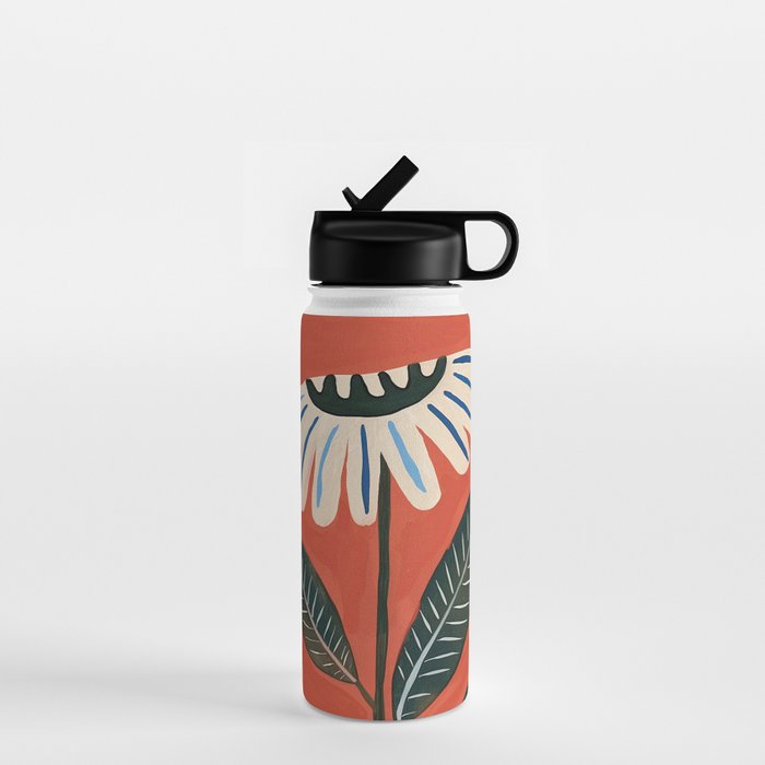 Folk Daisy Botanical Art Water Bottle Gallery Image 1