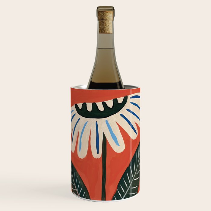 Folk Daisy Botanical Art Wine Chiller Gallery Image 1