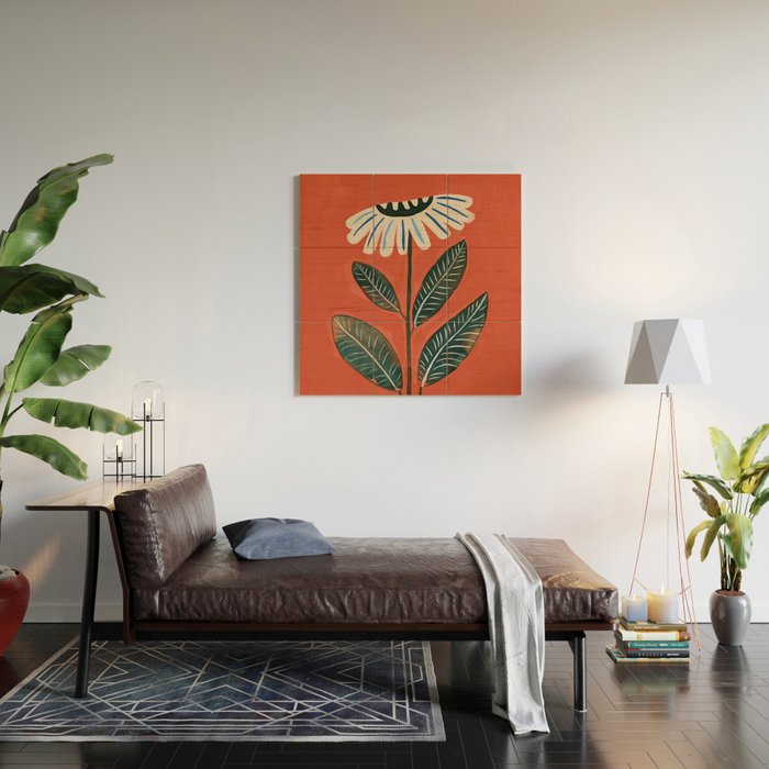 Folk Daisy Botanical Art Wood Wall Art Gallery Image 2