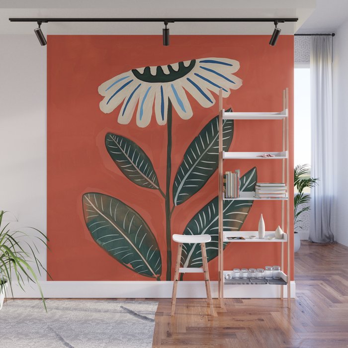 Folk Daisy Botanical Art Wall Mural Gallery Image 1