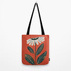 Folk Daisy Botanical Art Tote Bag Gallery Image 2