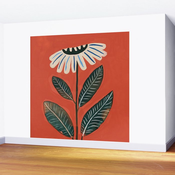 Folk Daisy Botanical Art Wall Mural Gallery Image 2