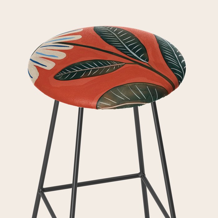 Folk Daisy Botanical Art Stool Gallery Image 2