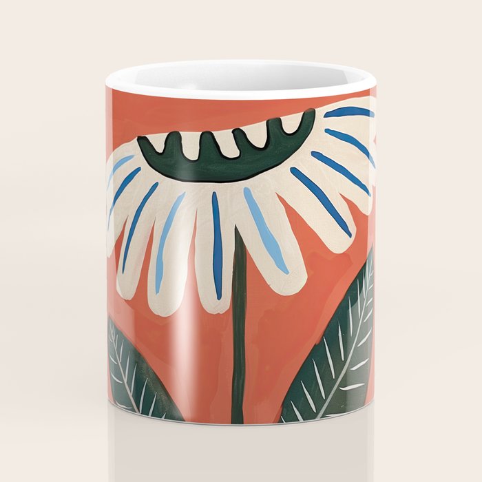Folk Daisy Botanical Art Coffee Mug Gallery Image 4