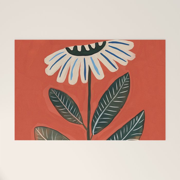 Folk Daisy Botanical Art Welcome Mat Gallery Image 1