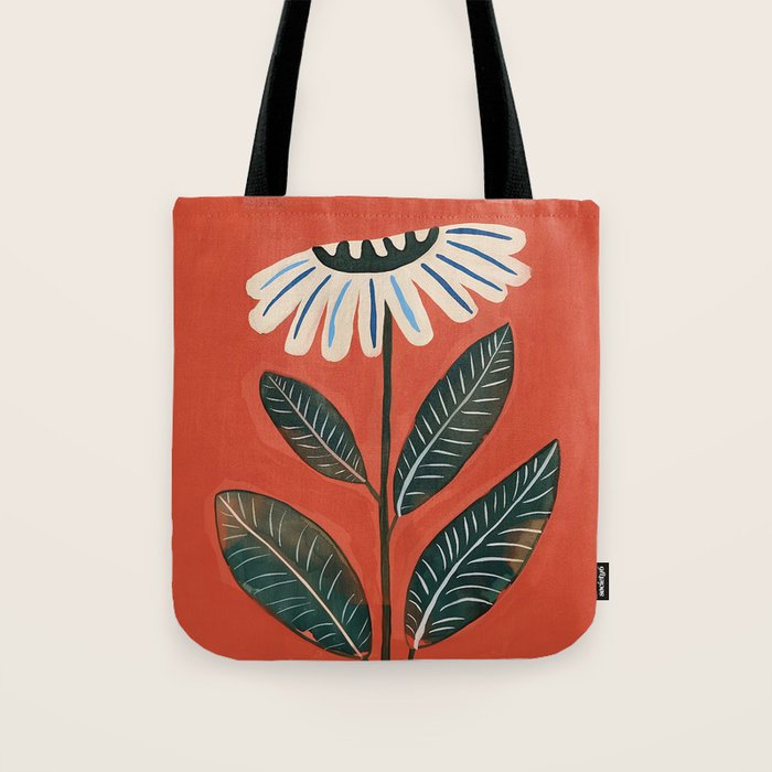 Folk Daisy Botanical Art Tote Bag Gallery Image 1