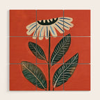 Folk Daisy Botanical Art Wood Wall Art Gallery Image 1