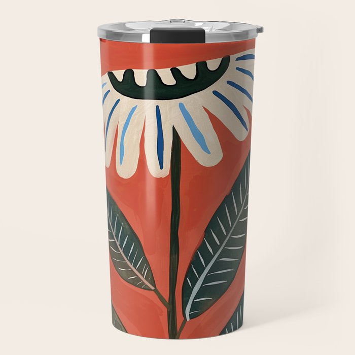 Folk Daisy Botanical Art Travel Mug Gallery Image 1