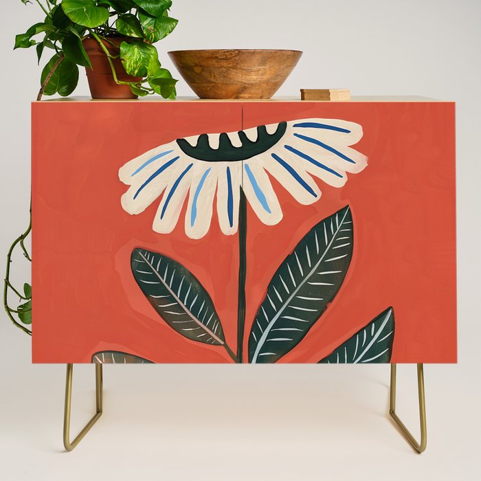 Folk Daisy Botanical Art Credenza Gallery Image 1