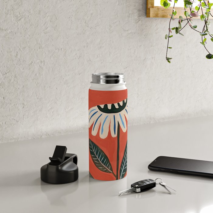 Folk Daisy Botanical Art Water Bottle Gallery Image 4