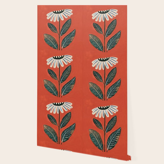 Folk Daisy Botanical Art Wallpaper Gallery Image 2