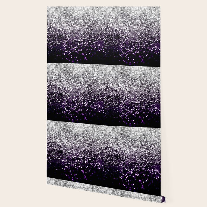 Dark Night Purple Black Silver Glitter #1 (Faux Glitter) #shiny #decor #art #society6 Wallpaper Gallery Image 2