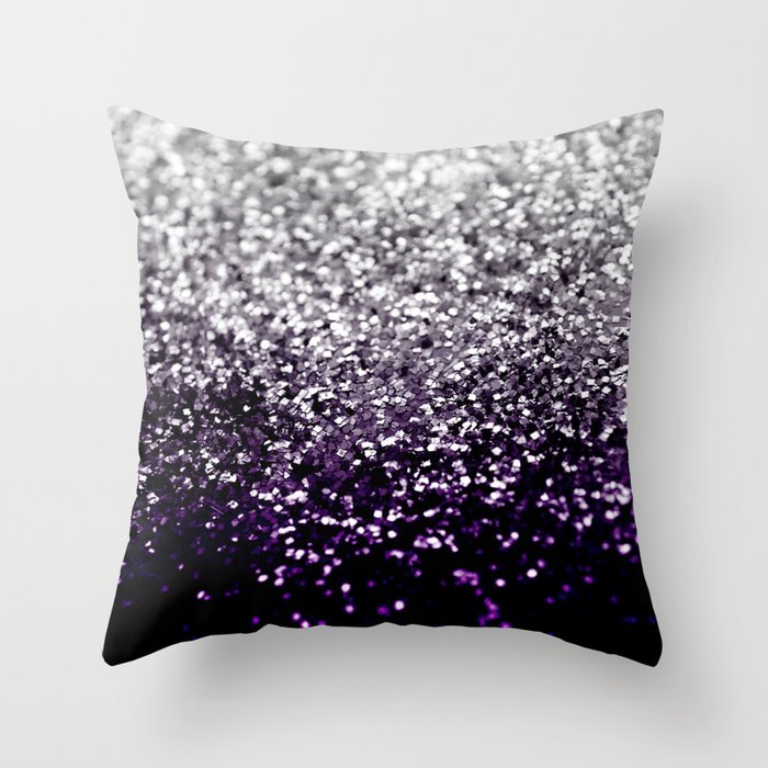 Dark Night Purple Black Silver Glitter #1 (Faux Glitter) #shiny #decor #art #society6 Throw Pillow Gallery Image 6
