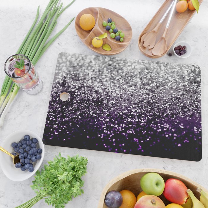 Dark Night Purple Black Silver Glitter #1 (Faux Glitter) #shiny #decor #art #society6 Cutting Board Gallery Image 2