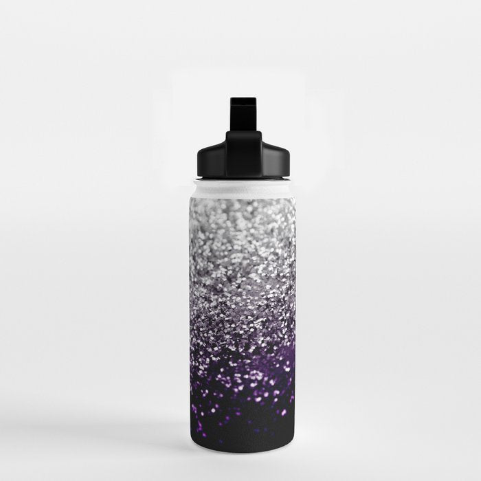 Dark Night Purple Black Silver Glitter #1 (Faux Glitter) #shiny #decor #art #society6 Water Bottle Gallery Image 2