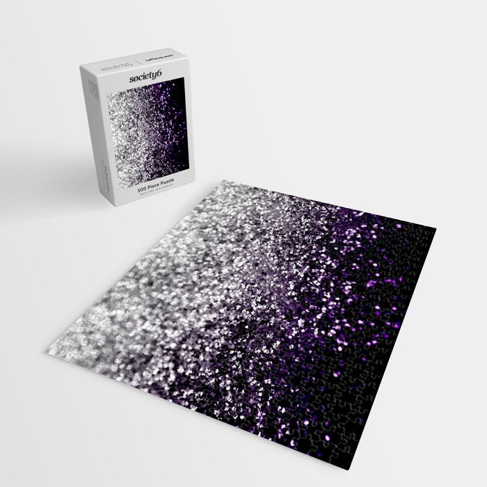 Dark Night Purple Black Silver Glitter #1 (Faux Glitter) #shiny #decor #art #society6 Jigsaw Puzzle Gallery Image 2