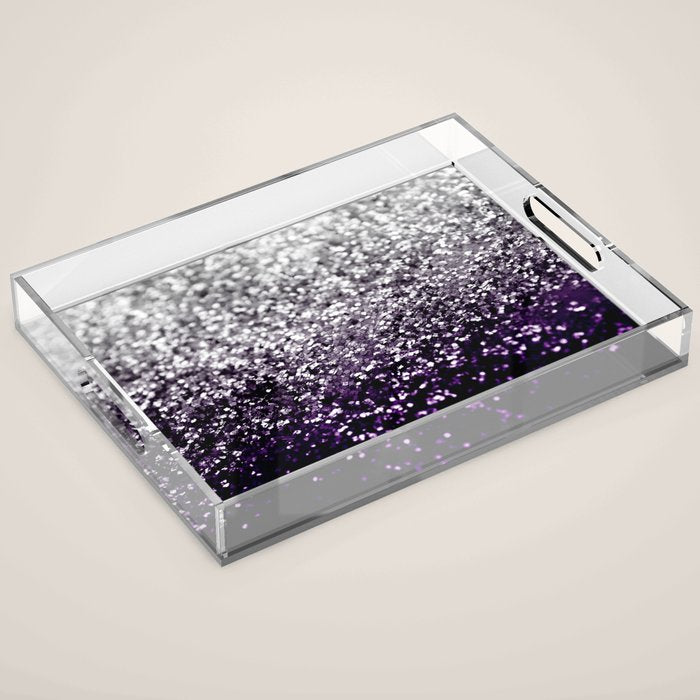 Dark Night Purple Black Silver Glitter #1 (Faux Glitter) #shiny #decor #art #society6 Acrylic Tray Gallery Image 1