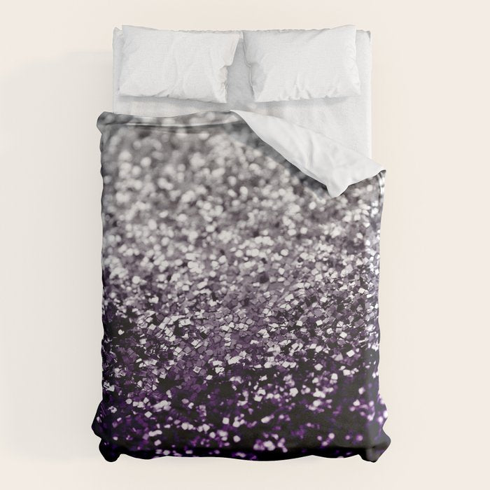 Dark Night Purple Black Silver Glitter #1 (Faux Glitter) #shiny #decor #art #society6 Duvet Cover Gallery Image 1