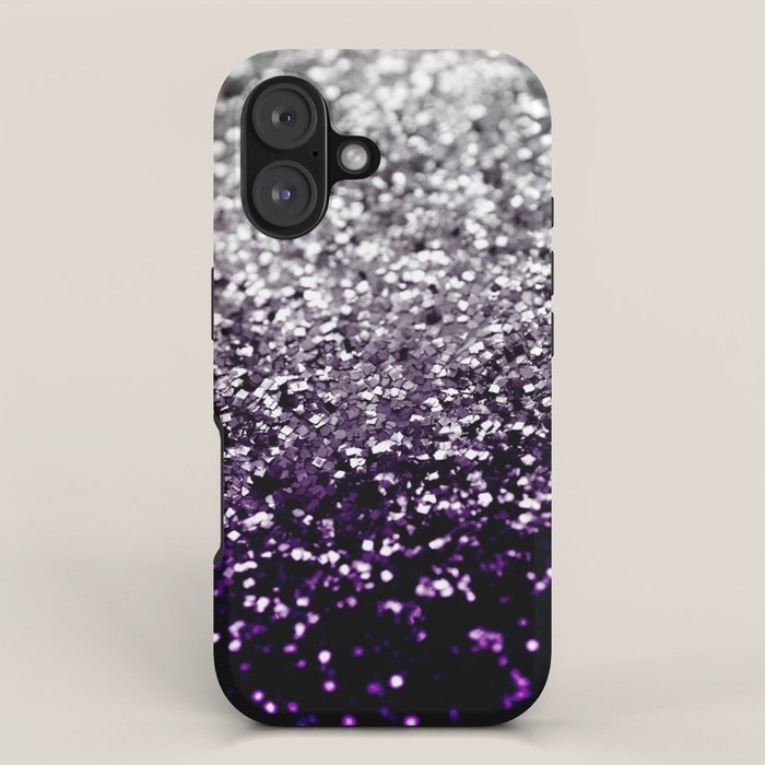 Dark Night Purple Black Silver Glitter #1 (Faux Glitter) #shiny #decor #art #society6 iPhone Case Gallery Image 1