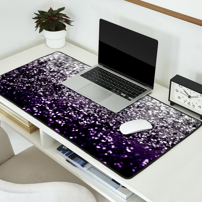 Dark Night Purple Black Silver Glitter #1 (Faux Glitter) #shiny #decor #art #society6 Desk Mat Gallery Image 2
