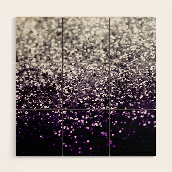 Dark Night Purple Black Silver Glitter #1 (Faux Glitter) #shiny #decor #art #society6 Wood Wall Art Gallery Image 1