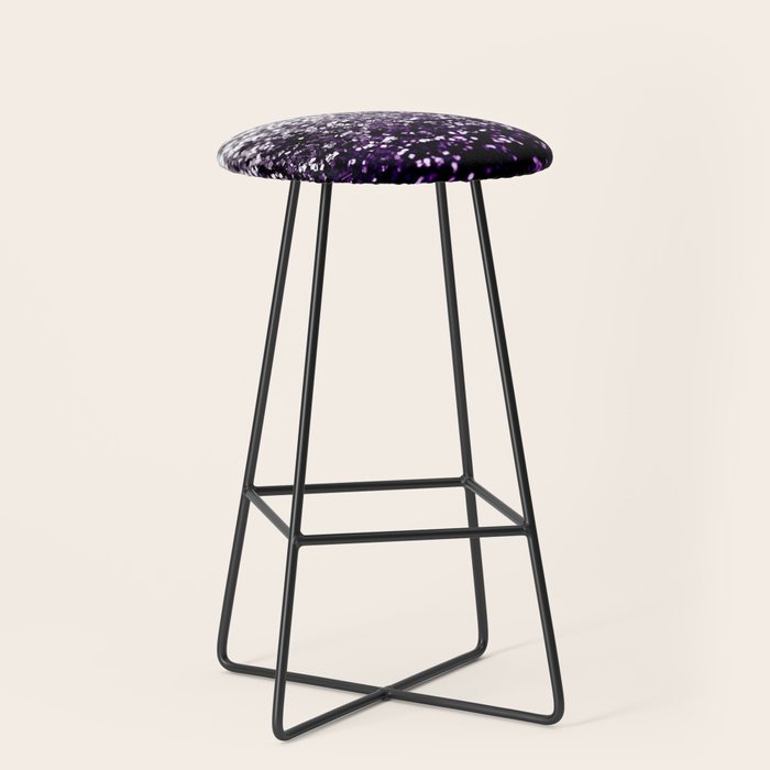 Dark Night Purple Black Silver Glitter #1 (Faux Glitter) #shiny #decor #art #society6 Stool Gallery Image 1