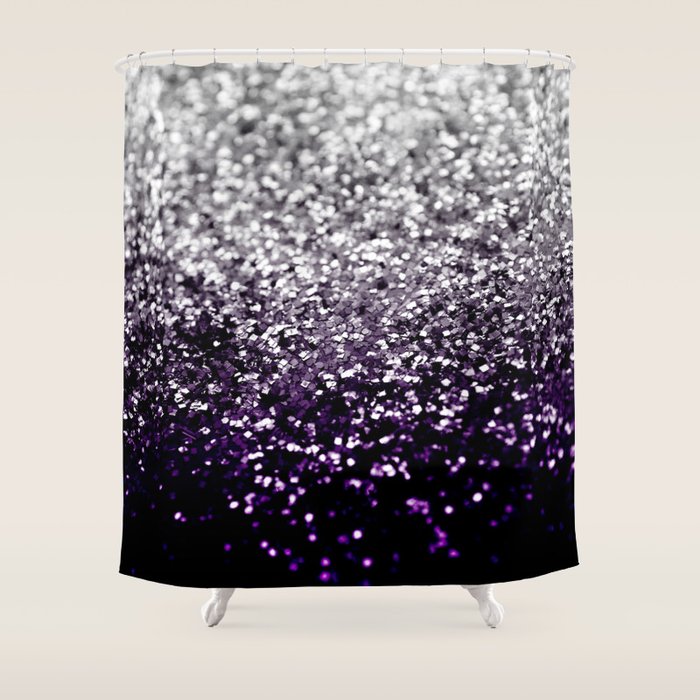 Dark Night Purple Black Silver Glitter #1 (Faux Glitter) #shiny #decor #art #society6 Shower Curtain Gallery Image 1