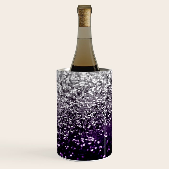 Dark Night Purple Black Silver Glitter #1 (Faux Glitter) #shiny #decor #art #society6 Wine Chiller Gallery Image 3