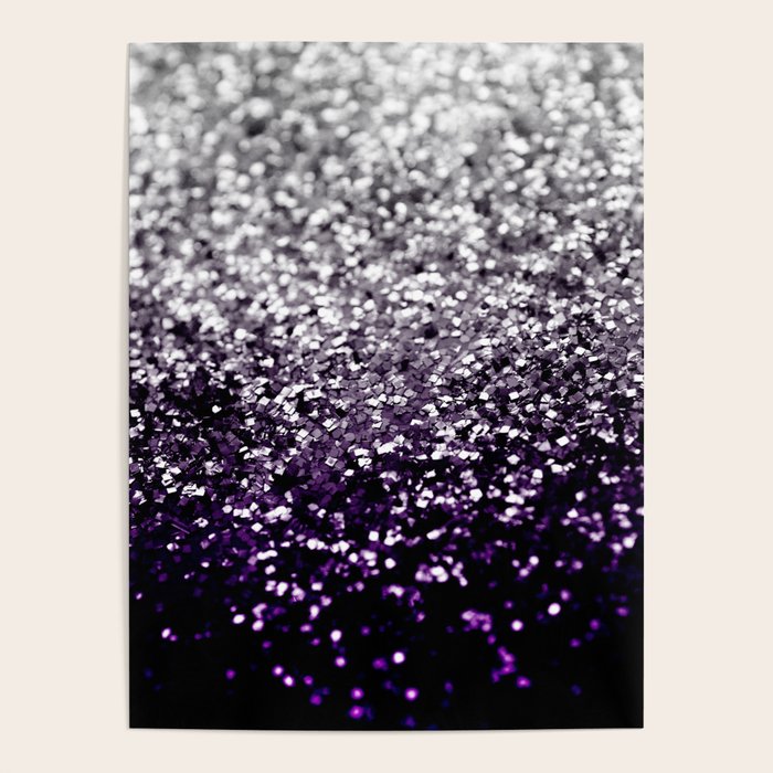 Dark Night Purple Black Silver Glitter #1 (Faux Glitter) #shiny #decor #art #society6 Poster Gallery Image 1