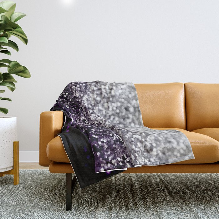 Dark Night Purple Black Silver Glitter #1 (Faux Glitter) #shiny #decor #art #society6 Throw Blanket Gallery Image 1