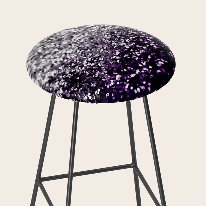 Dark Night Purple Black Silver Glitter #1 (Faux Glitter) #shiny #decor #art #society6 Stool Gallery Image 2