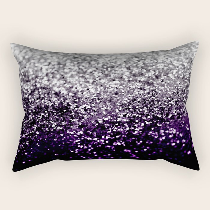 Dark Night Purple Black Silver Glitter #1 (Faux Glitter) #shiny #decor #art #society6 Rectangular Pillow Gallery Image 1