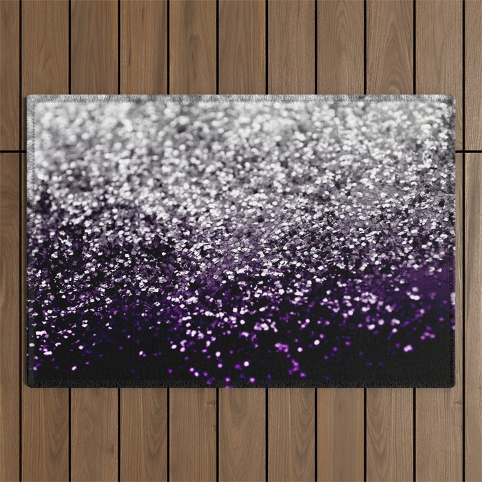 Dark Night Purple Black Silver Glitter #1 (Faux Glitter) #shiny #decor #art #society6 Outdoor Rug Gallery Image 1
