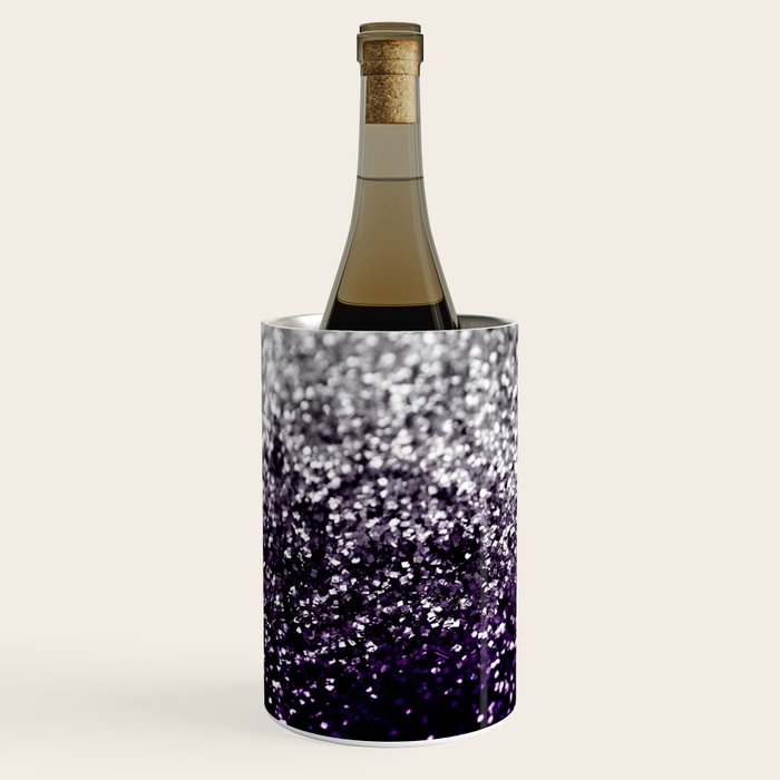 Dark Night Purple Black Silver Glitter #1 (Faux Glitter) #shiny #decor #art #society6 Wine Chiller Gallery Image 2