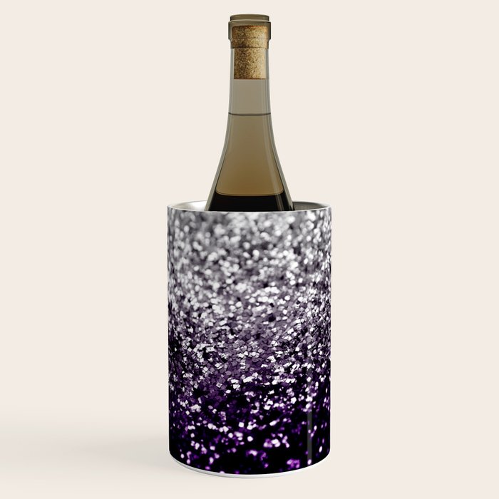 Dark Night Purple Black Silver Glitter #1 (Faux Glitter) #shiny #decor #art #society6 Wine Chiller Gallery Image 1