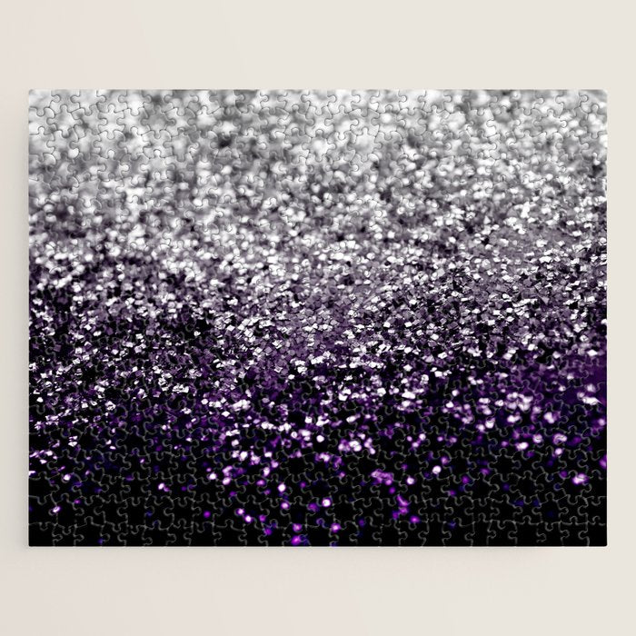 Dark Night Purple Black Silver Glitter #1 (Faux Glitter) #shiny #decor #art #society6 Jigsaw Puzzle Gallery Image 1
