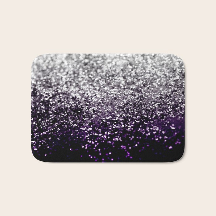 Dark Night Purple Black Silver Glitter #1 (Faux Glitter) #shiny #decor #art #society6 Bath Mat Gallery Image 1