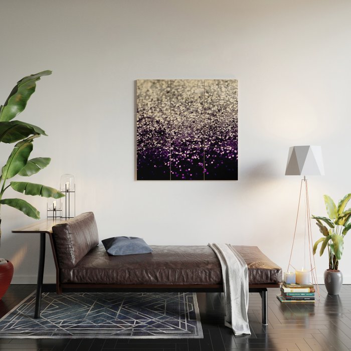 Dark Night Purple Black Silver Glitter #1 (Faux Glitter) #shiny #decor #art #society6 Wood Wall Art Gallery Image 2