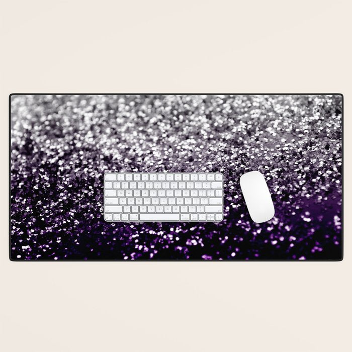 Dark Night Purple Black Silver Glitter #1 (Faux Glitter) #shiny #decor #art #society6 Desk Mat Gallery Image 1