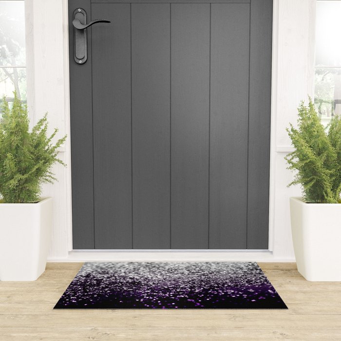 Dark Night Purple Black Silver Glitter #1 (Faux Glitter) #shiny #decor #art #society6 Welcome Mat Gallery Image 3