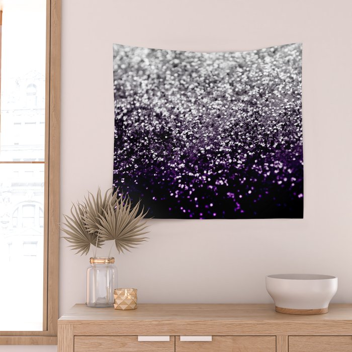 Dark Night Purple Black Silver Glitter #1 (Faux Glitter) #shiny #decor #art #society6 Wall Tapestry Gallery Image 2