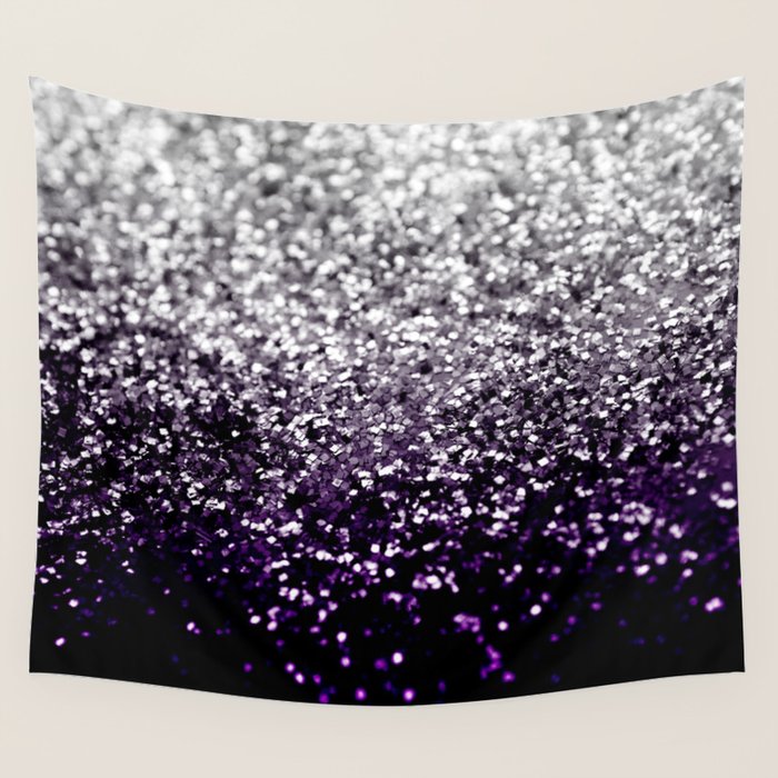 Dark Night Purple Black Silver Glitter #1 (Faux Glitter) #shiny #decor #art #society6 Wall Tapestry Gallery Image 1