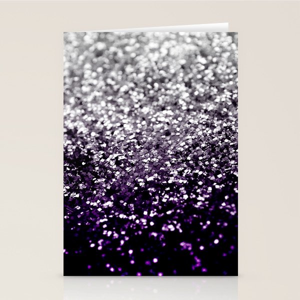 Dark Night Purple Black Silver Glitter #1 (Faux Glitter) #shiny #decor #art #society6 Stationery Card Gallery Image 2