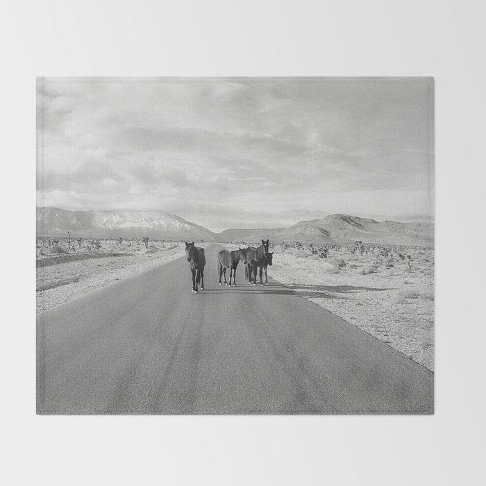 Spring Mountain Wild Horses Throw Blanket Gallery Image 2
